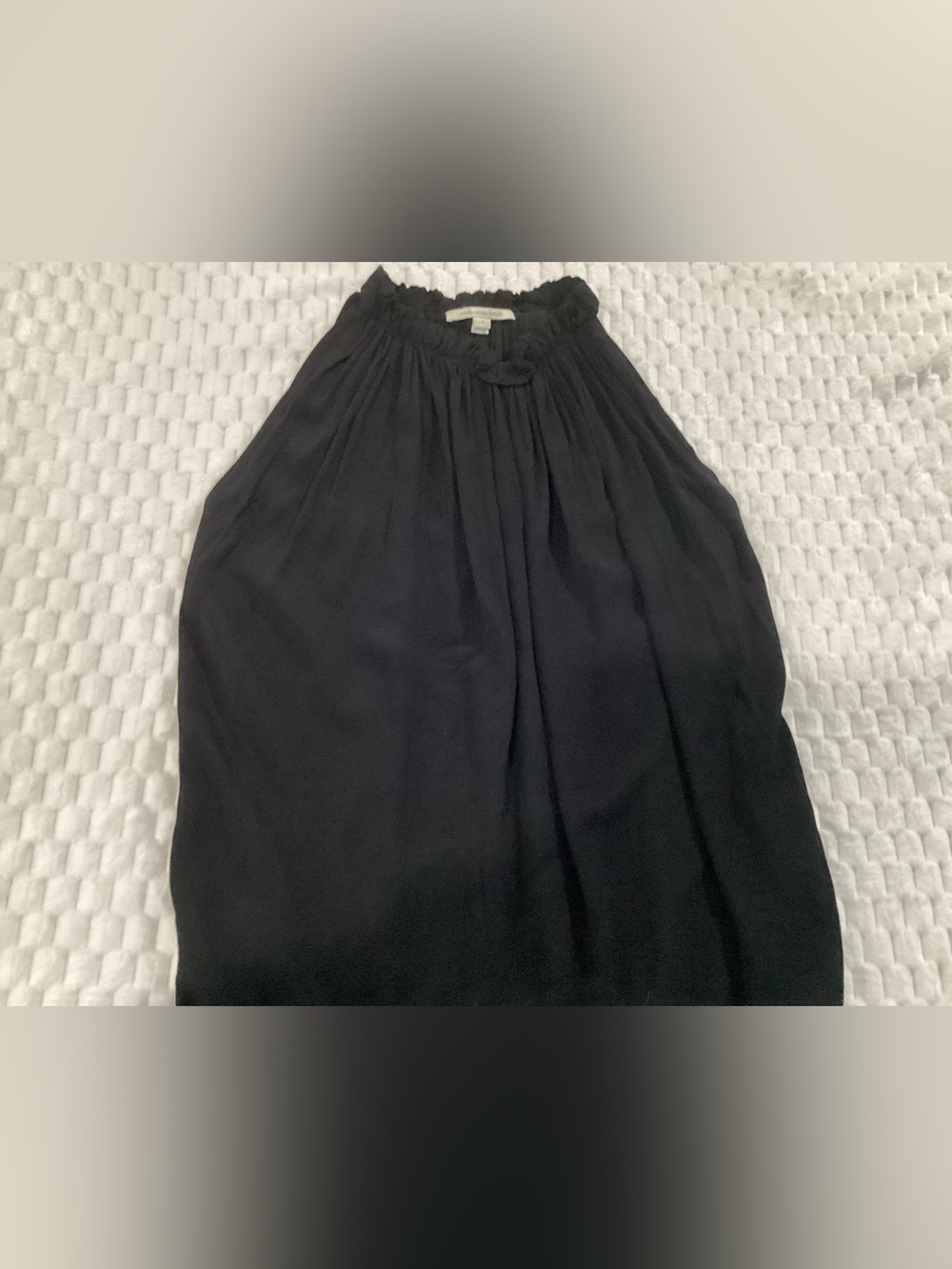 Diane Von Furstenberg Black Sleeveless Midi Dress with Ruffled Neckline #f3